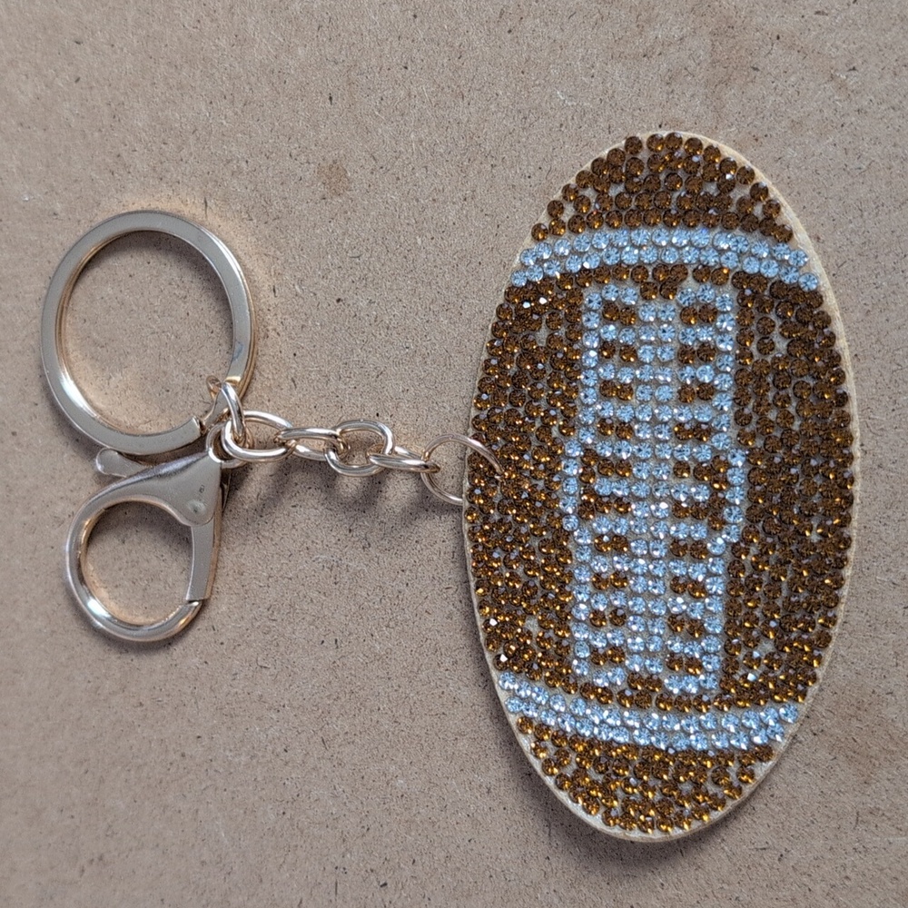 Brown and Gold Football Keychain Bag Charm
